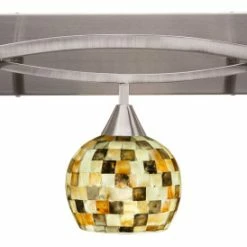 Hot Sale 🌟 Toltec Lighting Bow 3 Light Bath Bar, 6" Sea Mist Seashell Glass 👍