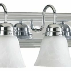 Discount 🧨 Quorum International Quorum 3-Light Vanity With Faux Alabaster, Chrome ❤️