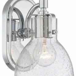 Cheapest 🤩 Minka Aire 1-Light Bath, Chrome With Clear Seedy Glass Glass ✨