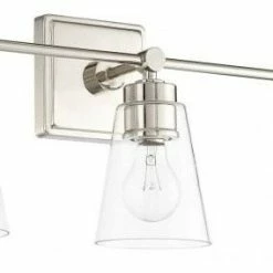 Discount ⌛ Capital Lighting Fixture Company 3-Light Bath Vanity 10" 3-Light Bath Polished Nickel Clear Glass 🎉