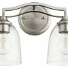 Hot Sale ✨ Quorum International QUORUM 5027-2-265 Jardin 2-Light Vanity Light, Satin Nickel With Clear Seeded 🤩