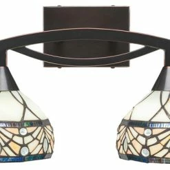Flash Sale 🎉 Toltec Lighting Bow 2-Light Bath Bar, Bronze Finish With 7" Royal Merlot Art Glass, Black Copper 👏