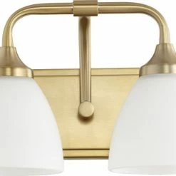 Brand new ✔️ Quorum International Enclave 2-Light Vanity Fixture, Aged Brass 🥰
