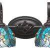 Best Sale 👏 Toltec Lighting Elegante 2-Light Bath Bar, Dark Granite With 7" Turquoise Cypress Tiffany Glass 🎁