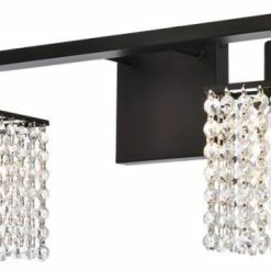 Budget 🧨 Elegant Furniture & Lighting Phineas 2-Light Bath In Black & Clear 🌟