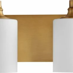 Hot Sale 🎉 Quorum International Celeste 2-Light Vanity Fixture, Aged Brass 🎁