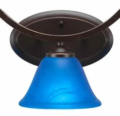 Cheapest 🛒 Toltec Lighting Zilo 3-Light Bath Bar, Dark Granite Finish With 7" Blue Italian Glass ✔️