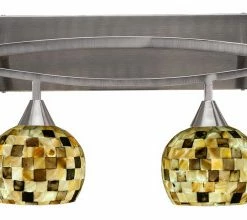 Buy ⭐ Toltec Lighting Bow 4 Light Bath Bar, 6" Sea Mist Seashell Glass 🥰