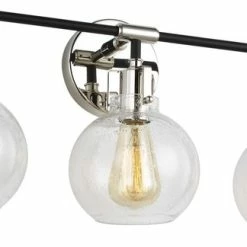 Top 10 🌟 Feiss Clara 3-Light Vanity VS24403PN/TXB, Polished Nickel/Textured Black 🥰