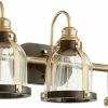 Buy ⭐ Quorum International 3-Light Banded Dome Vanity Fixture, Aged Brass With Oiled Bronze 👏