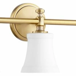 Budget 🥰 Quorum International Rossington 3 Light Bathroom Vanity Light In Aged Brass ✨
