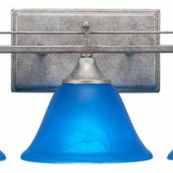 Wholesale ✨ Toltec Lighting Uptowne 3 Light Bath Bar Shown In Aged Silver Finish With 7" Blue Italian Glass ✨