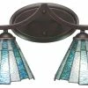 Promo 🔥 Toltec Lighting Zilo 2 Light Bath Bar, 7" Sea Ice Tiffany Glass 😀