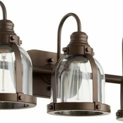 Hot Sale 🎁 Quorum International 3-Light Banded Dome Vanity Fixture, Oiled Bronze ❤️