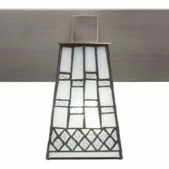 Best Pirce 👍 Toltec Lighting Apollo 3-Light Bath Bar, Graphite Finish With 5" Square Pewter Art Glass 👏